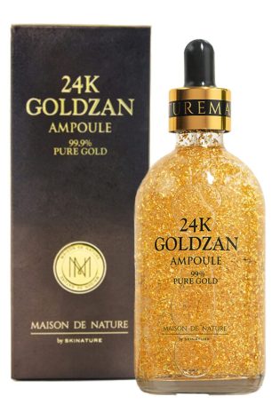 24K Goldzan Facial Serum Ampoule Pure Gold 99.9% Maison De Nature 100 ml Made in Korea.