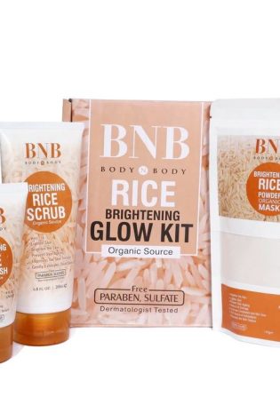 Pack of 3 BNB Rice Extract Bright & Glow Kit Golden Cap with box