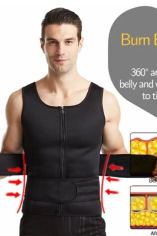 Men Body Shaper Fitness Neoprene Sauna Vest Waist Trainer Double Belt Sweat Shirt Corset Top Abdomen Slimming Shapewear Fat Burn Jacket Hot Shapers